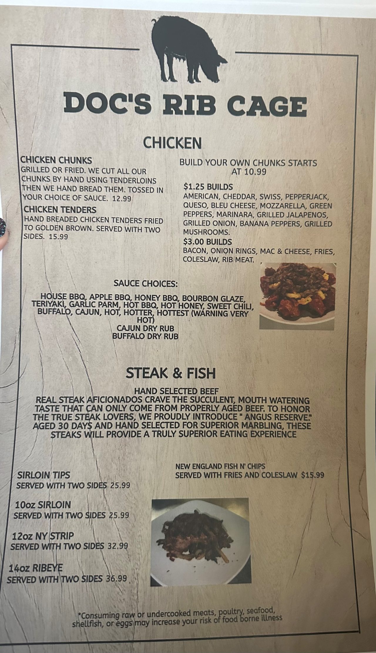 Menu Card Doc's Rib Cage